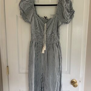 Cleobella Striped Puff Sleeve Jumpsuit